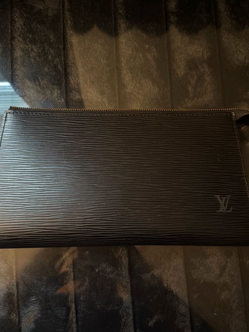 Louis Vuitton Black Epi Leather Zip Clutch